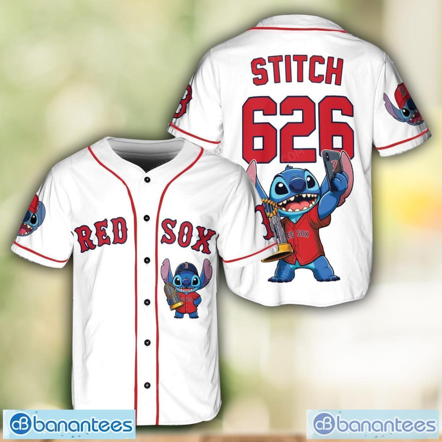 boston red sox lilo and stitch 3d baseball jersey shirt custom name and number image Boston Red Sox Lilo And Stitch 3D Baseball Jersey Shirt Custom Name And Number Product Photo 1