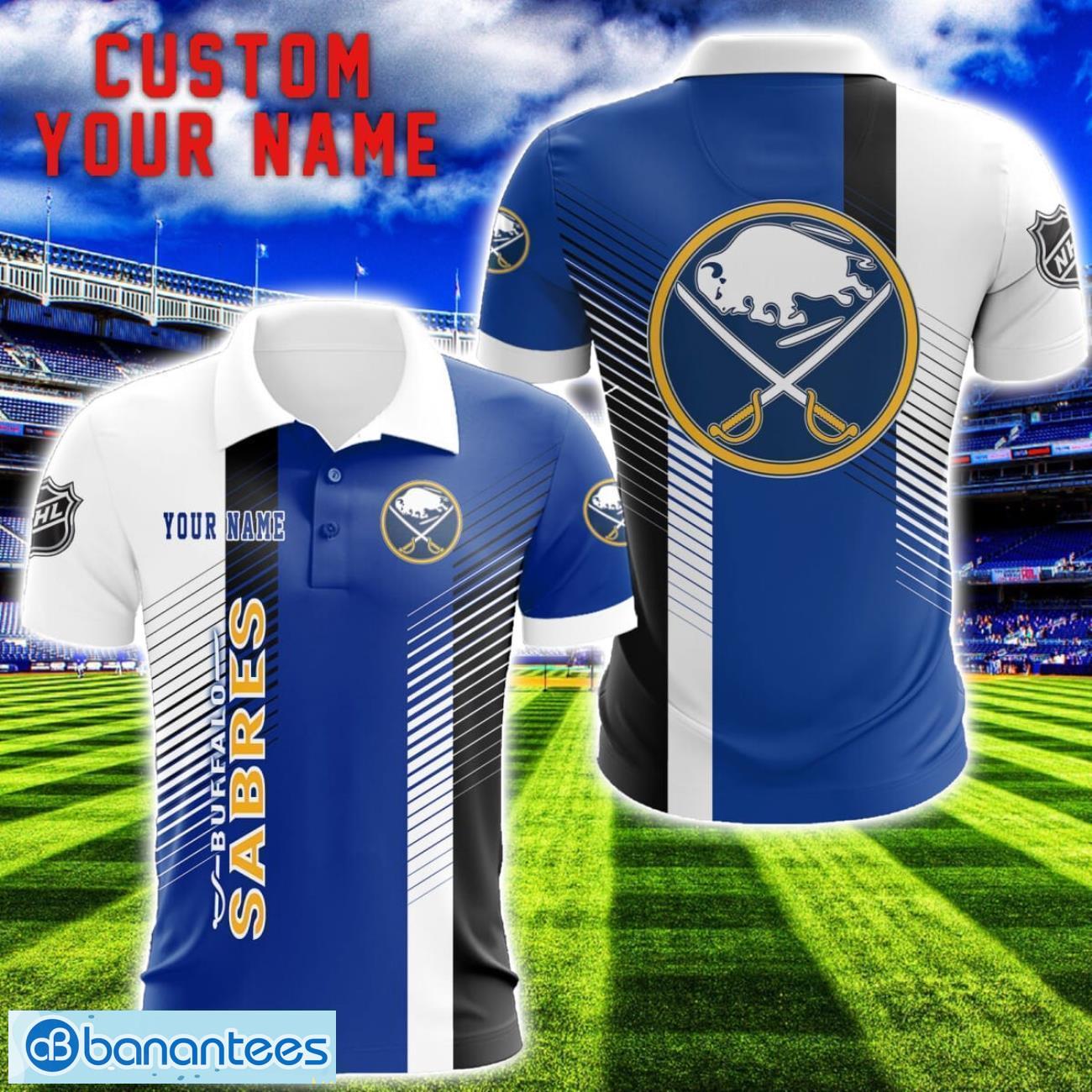 buffalo sabres team striped style 3d printed polo shirt for fans custom name image Buffalo Sabres Team Striped Style 3D Printed Polo SHirt For Fans Custom Name Product Photo 1