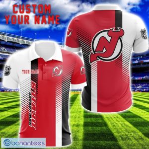 New Jersey Devils Team Striped Style 3D Printed Polo Shirt For Fans Custom Name Product Photo 1