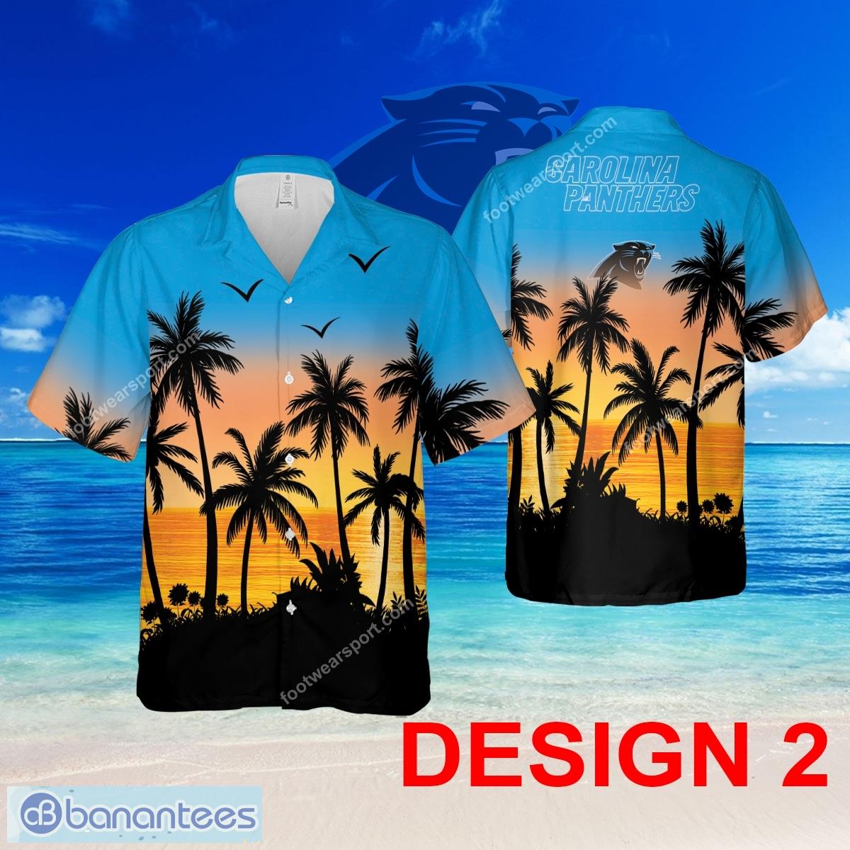 carolina panthers hawaiian shirt pattern coconut tree aop for beach 1 image Carolina Panthers Hawaiian Shirt Pattern Coconut Tree AOP For Beach - Design 2 NFL Carolina Panthers Hawaiian Shirt Tree Pattern