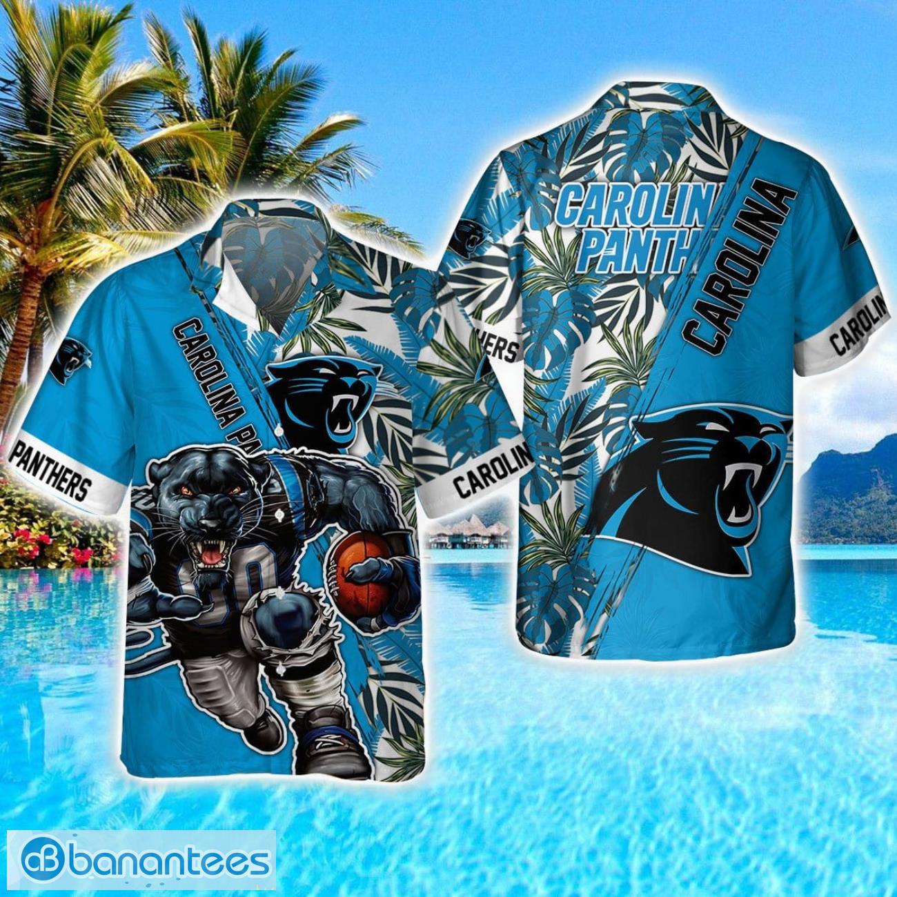 carolina panthers mascot team 3d hawaiian shirt sport fans summer gift image Carolina Panthers Mascot Team 3D Hawaiian Shirt Sport Fans Summer Gift Product Photo 1