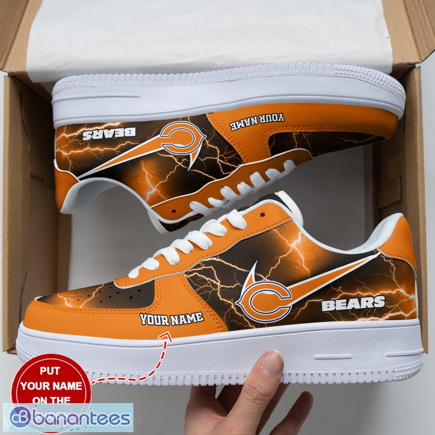 chicago bears custom name 3d air force shoes af1 shoes sneakers design trend limited for fans image Chicago Bears Custom Name 3D Air Force Shoes AF1 Shoes Sneakers Design Trend Limited For Fans Product Photo 1