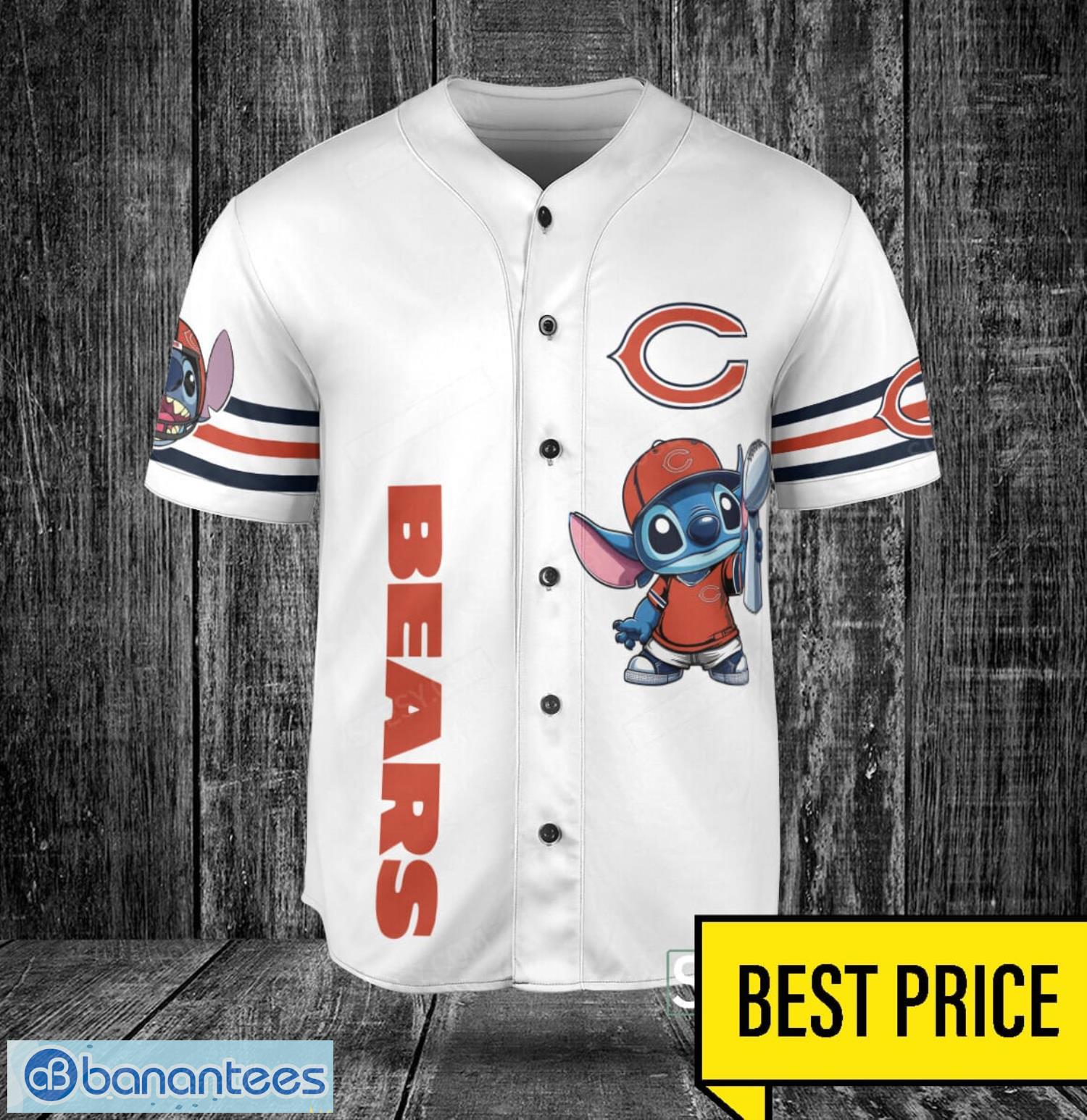 chicago bears lilo and stitch champions white baseball jersey shirt for fans unique gift custom name number 1 image Chicago Bears Lilo and Stitch Champions White Baseball Jersey Shirt For Fans Unique Gift Custom Name Number Product Photo 2