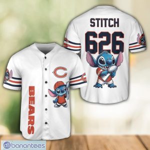 Chicago Bears Lilo and Stitch Champions White Baseball Jersey Shirt For Fans Unique Gift Custom Name Number Product Photo 1