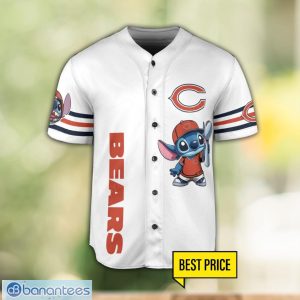 Chicago Bears Lilo and Stitch White Baseball Jersey Shirt For Stitch Lover Product Photo 2