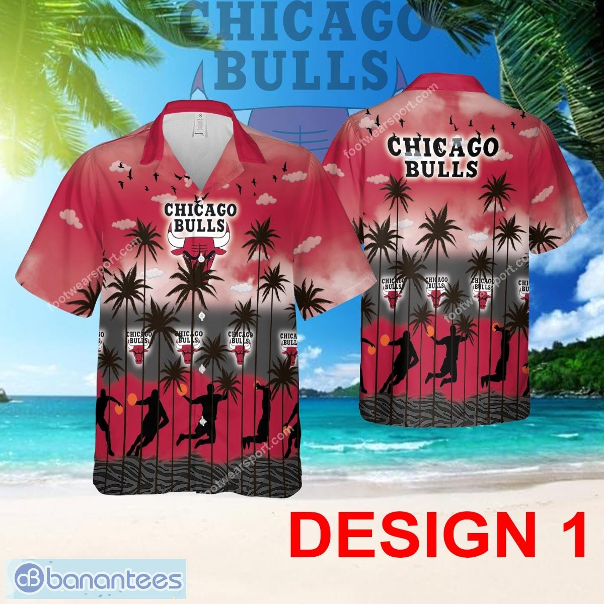 Chicago Bulls 3D Hawaiian Shirt Pattern Coconut Tree For Men And Women - Design 1 NBA Chicago Bulls Hawaiian Shirt Tree Pattern