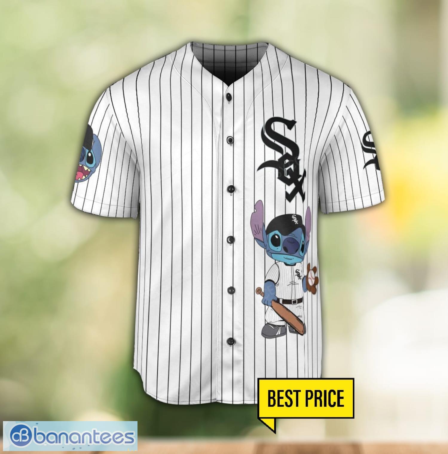 chicago white sox lilo and stitch white baseball jersey shirt for stitch lover custom name number 1 image Chicago White Sox Lilo and Stitch White Baseball Jersey Shirt For Stitch Lover Custom Name Number Product Photo 2
