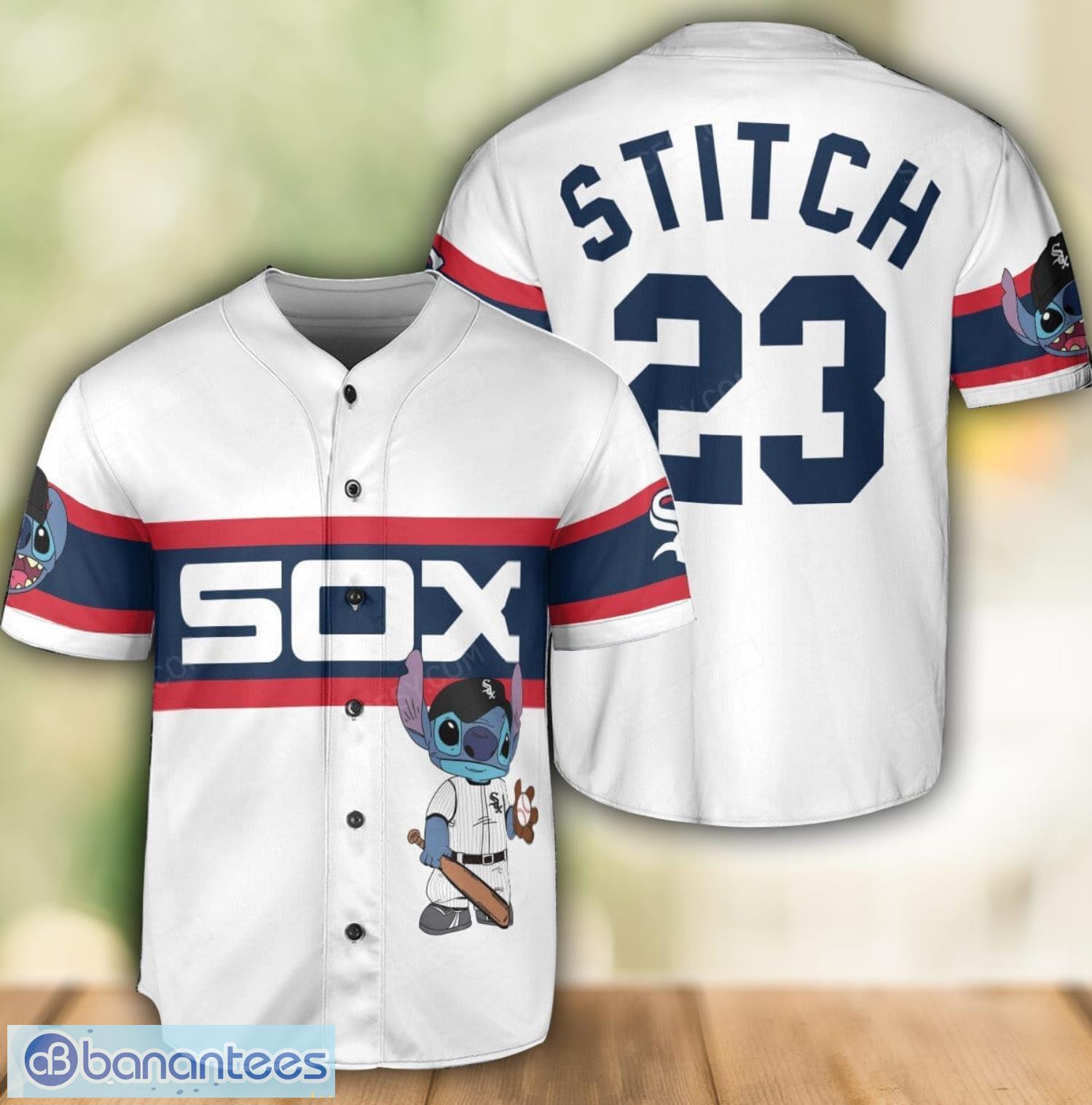 chicago white sox lilo and stitch white baseball jersey shirt for stitch lover sport gift custom name number image Chicago White Sox Lilo and Stitch White Baseball Jersey Shirt For Stitch Lover Sport Gift Custom Name Number Product Photo 1