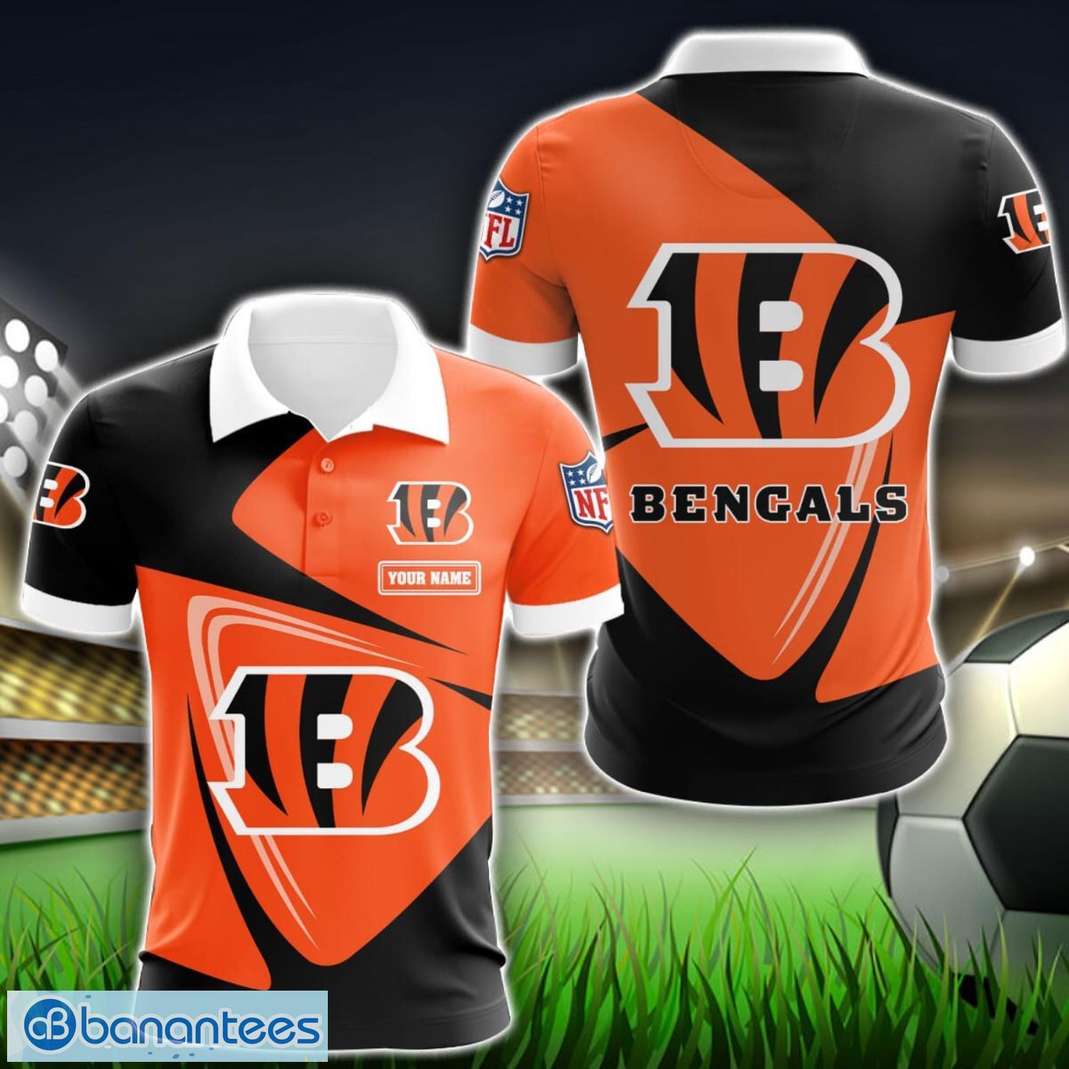cincinnati bengals big logo team 3d polo shirt sport gift for men women image Cincinnati Bengals Big Logo Team 3D Polo Shirt Sport Gift For Men Women Product Photo 1