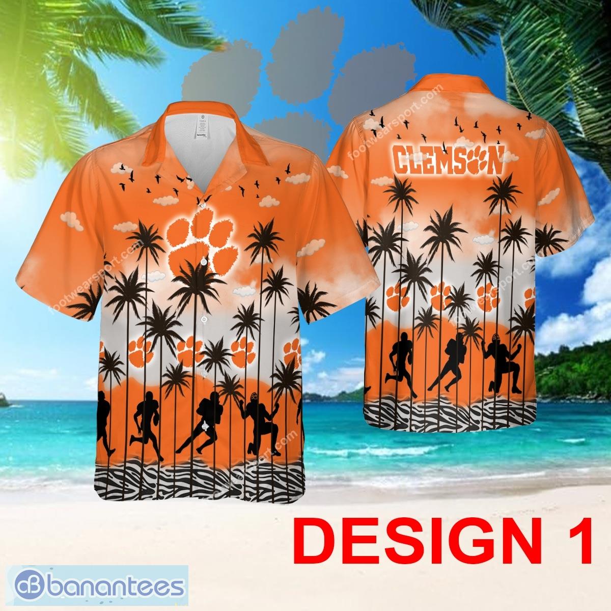 Clemson Tigers Hawaiian Shirt Pattern Coconut Tree All Over Print Special Gifts - Design 1 NCAA Clemson Tigers Hawaiian Shirt Tree Pattern
