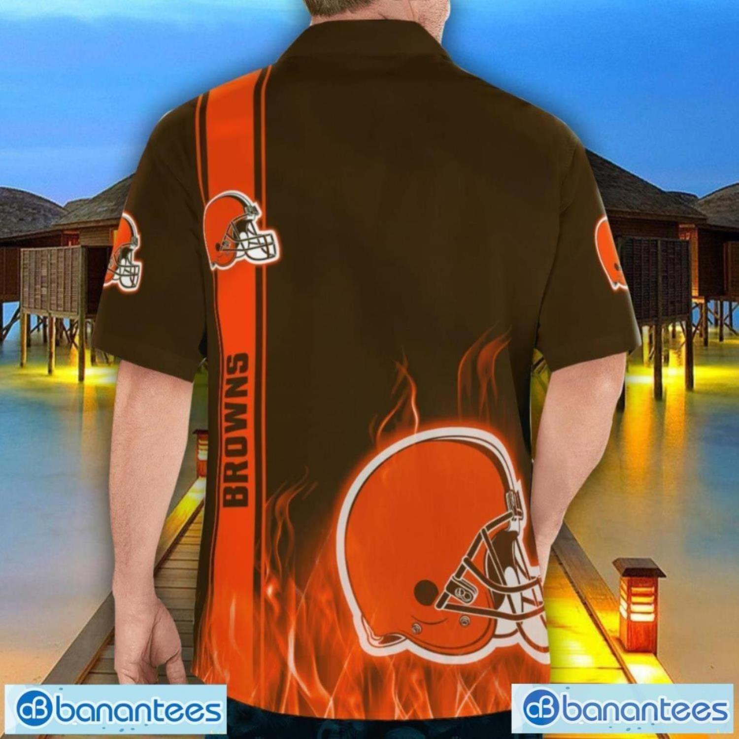 cleveland browns flame designs 3d hawaiian shirt special gift for fans 1 image Cleveland Browns Flame Designs 3D Hawaiian Shirt Special Gift For Fans Product Photo 2