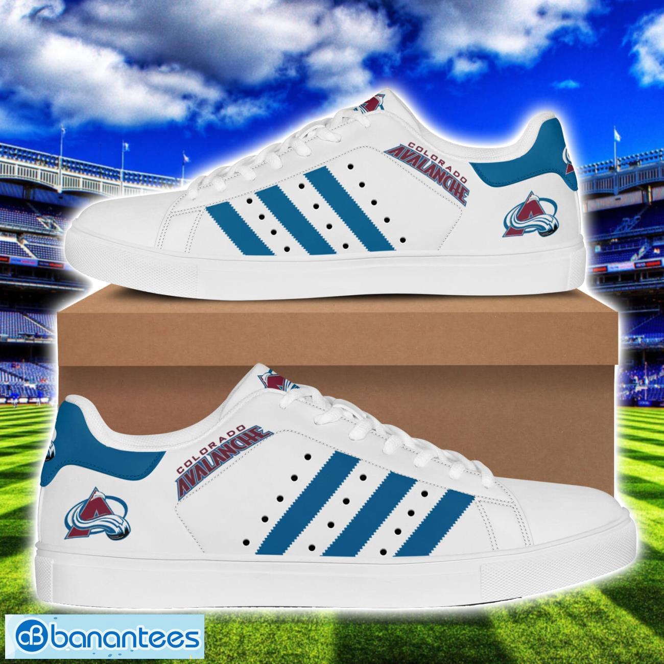 colorado avalanche low top skate shoes stan smith for men and women blue striped image Colorado Avalanche Low Top Skate Shoes Stan Smith For Men And Women Blue Striped Product Photo 1