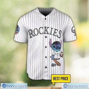 Colorado Rockies Lilo and Stitch White Baseball Jersey Shirt For Stitch Lover Custom Name Number Product Photo 2