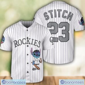 Colorado Rockies Lilo and Stitch White Baseball Jersey Shirt For Stitch Lover Custom Name Number Product Photo 1