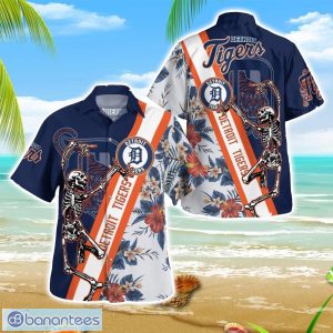 Detroit Tigers Skull Hawaiian Shirt Summer Gift Beach Shirt Men Women Shirt Product Photo 1