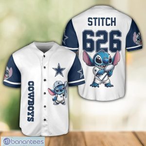 Dallas Cowboys Lilo and Stitch Champions White Baseball Jersey Shirt For Fans Unique Gift Custom Name Number Product Photo 1