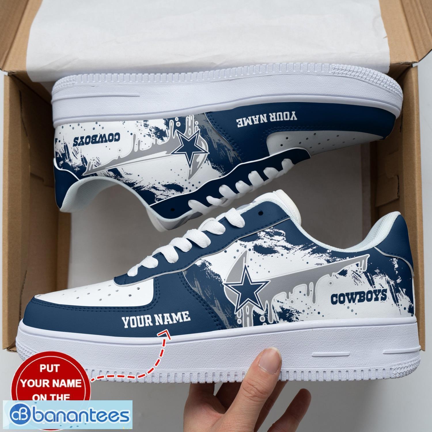 dallas cowboys personalized name 3d air force shoes af1 shoes new trending sneakers shoes sport lover gift image Dallas Cowboys Personalized Name 3D Air Force Shoes AF1 Shoes New Trending Sneakers Shoes Sport Lover Gift Product Photo 1