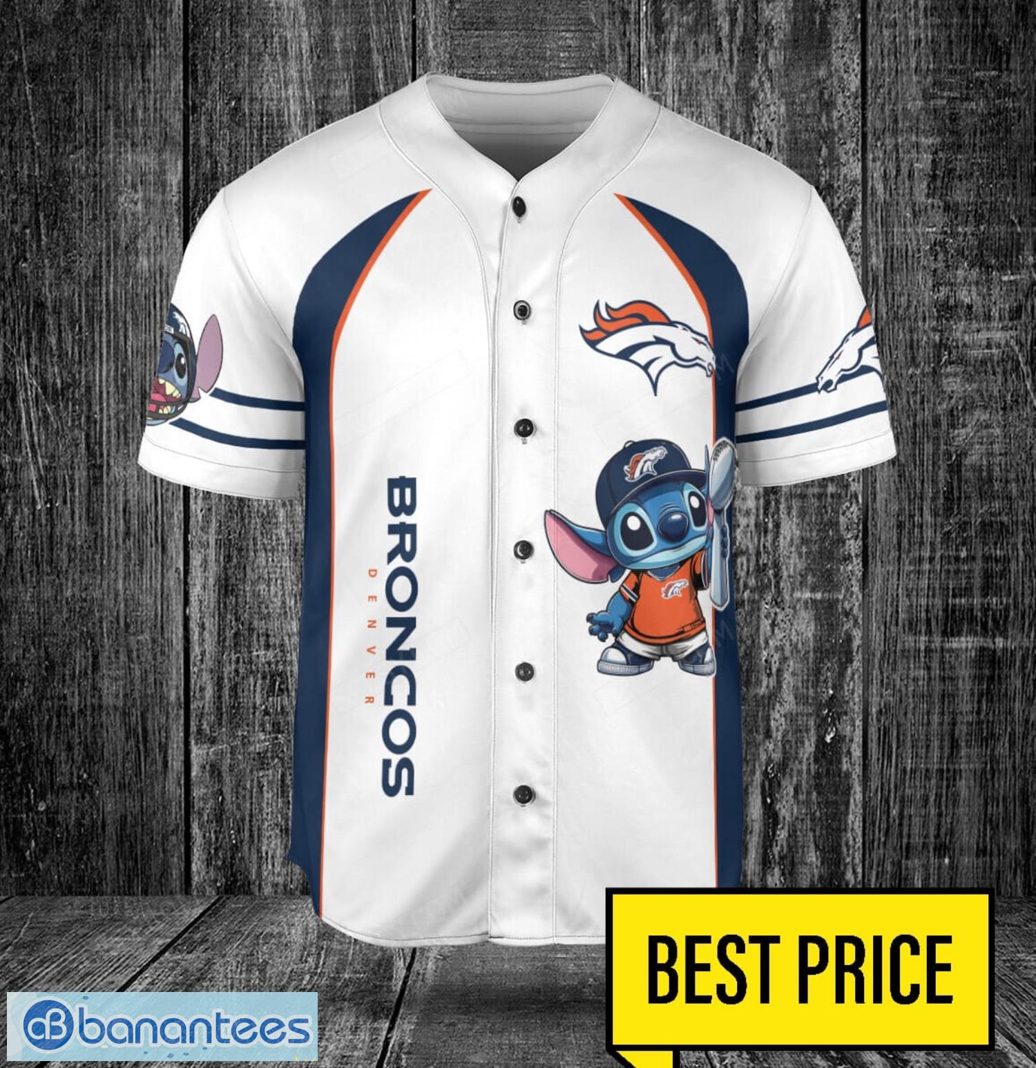 denver broncos lilo and stitch champions white baseball jersey shirt for fans unique gift custom name number 1 image Denver Broncos Lilo and Stitch Champions White Baseball Jersey Shirt For Fans Unique Gift Custom Name Number Product Photo 2