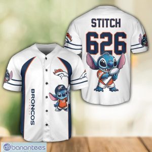 Denver Broncos Lilo and Stitch Champions White Baseball Jersey Shirt For Fans Unique Gift Custom Name Number Product Photo 1