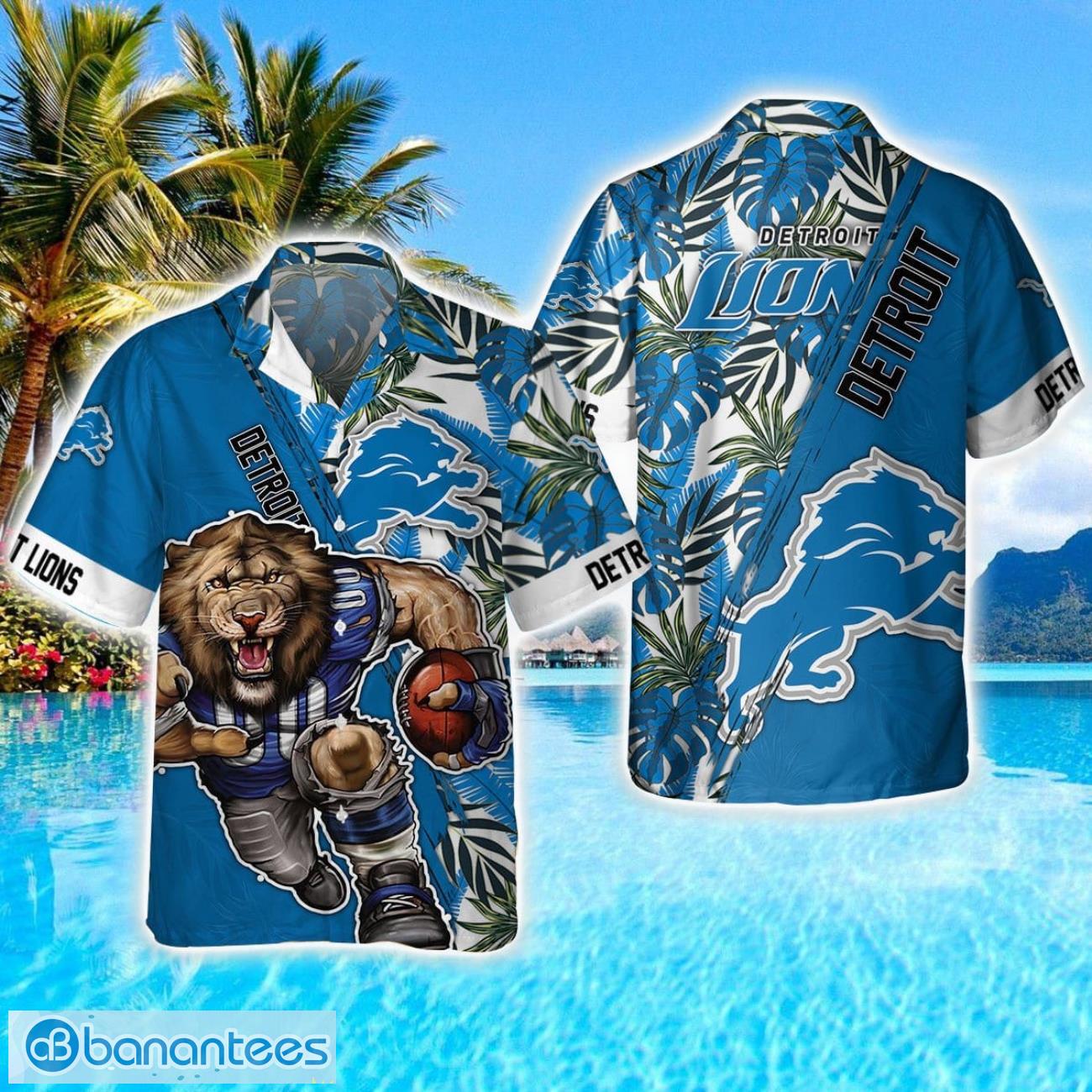 detroit lions mascot team 3d hawaiian shirt sport fans summer gift image Detroit Lions Mascot Team 3D Hawaiian Shirt Sport Fans Summer Gift Product Photo 1