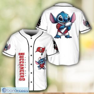 Tampa Bay Buccaneers Lilo and Stitch White Baseball Jersey Shirt For Stitch Lover Product Photo 1