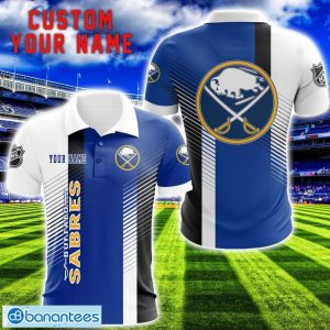 Buffalo Sabres Team Striped Style 3D Printed Polo SHirt For Fans Custom Name Product Photo 1