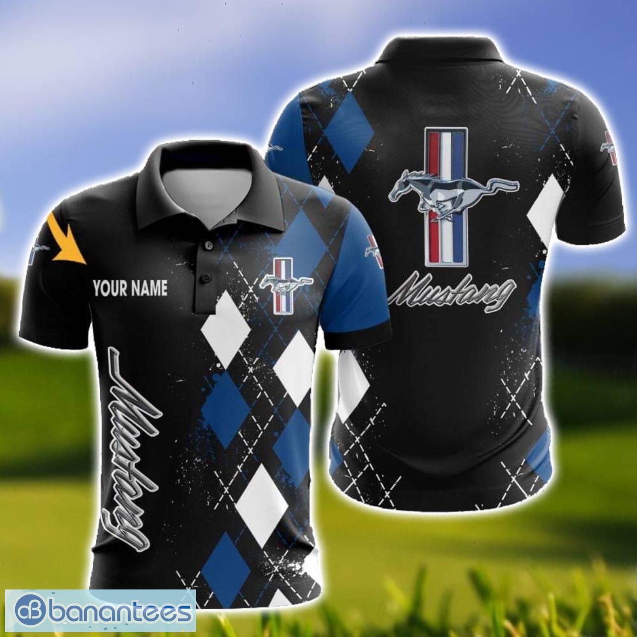 ford mustang caro and logo 3d polo shirt for men limited custom name image Ford Mustang Caro And Logo 3D Polo Shirt For Men Limited Custom Name Product Photo 1