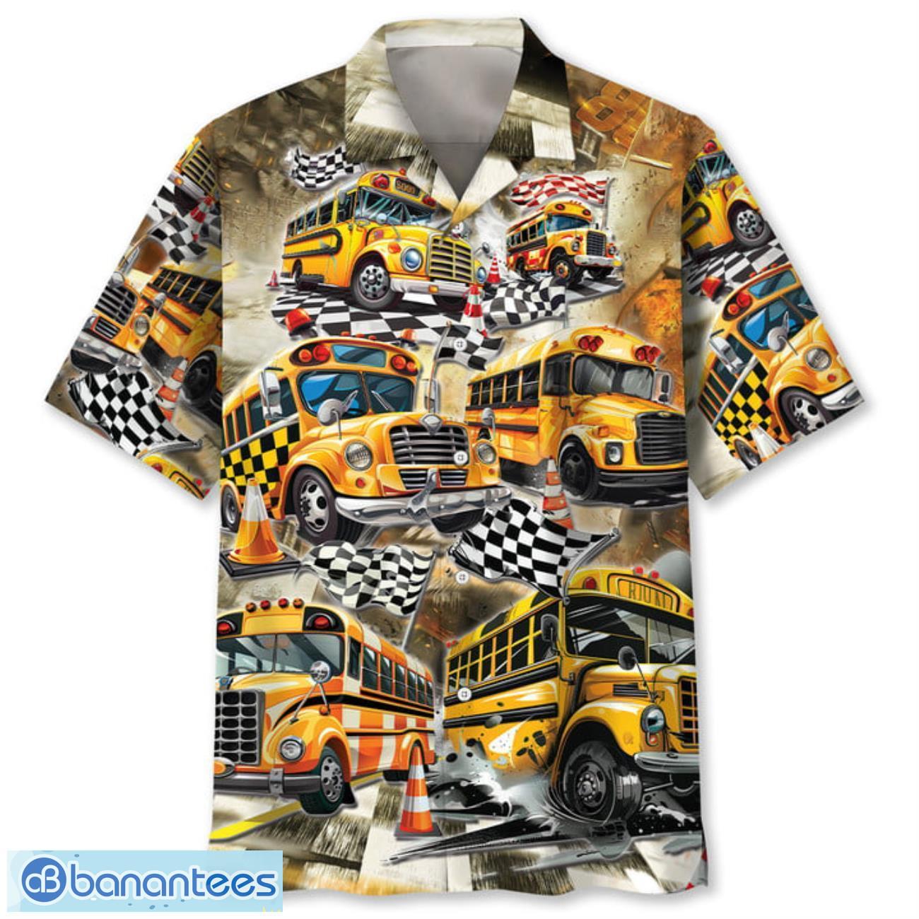 funny school bus drag racing aloha 3d hawaiian shirt summer gift for men and women 1 image Funny School Bus Drag Racing Aloha 3D Hawaiian Shirt Summer Gift For Men and Women Product Photo 2