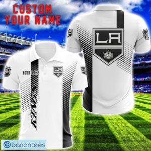 Los Angeles Kings Team Striped Style 3D Printed Polo Shirt For Fans Custom Name Product Photo 1