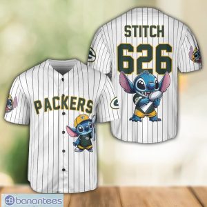 Green Bay Packers Lilo and Stitch Champions White Baseball Jersey Shirt For Fans Unique Gift Custom Name Number Product Photo 1