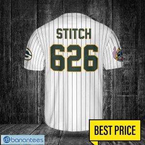 Green Bay Packers Lilo and Stitch White Baseball Jersey Shirt For Stitch Lover Custom Name Number Product Photo 3