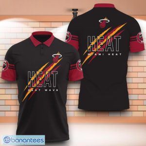 Miami Heat NBA Heat Wave 3D Polo Shirt With Claws Pattern Product Photo 1