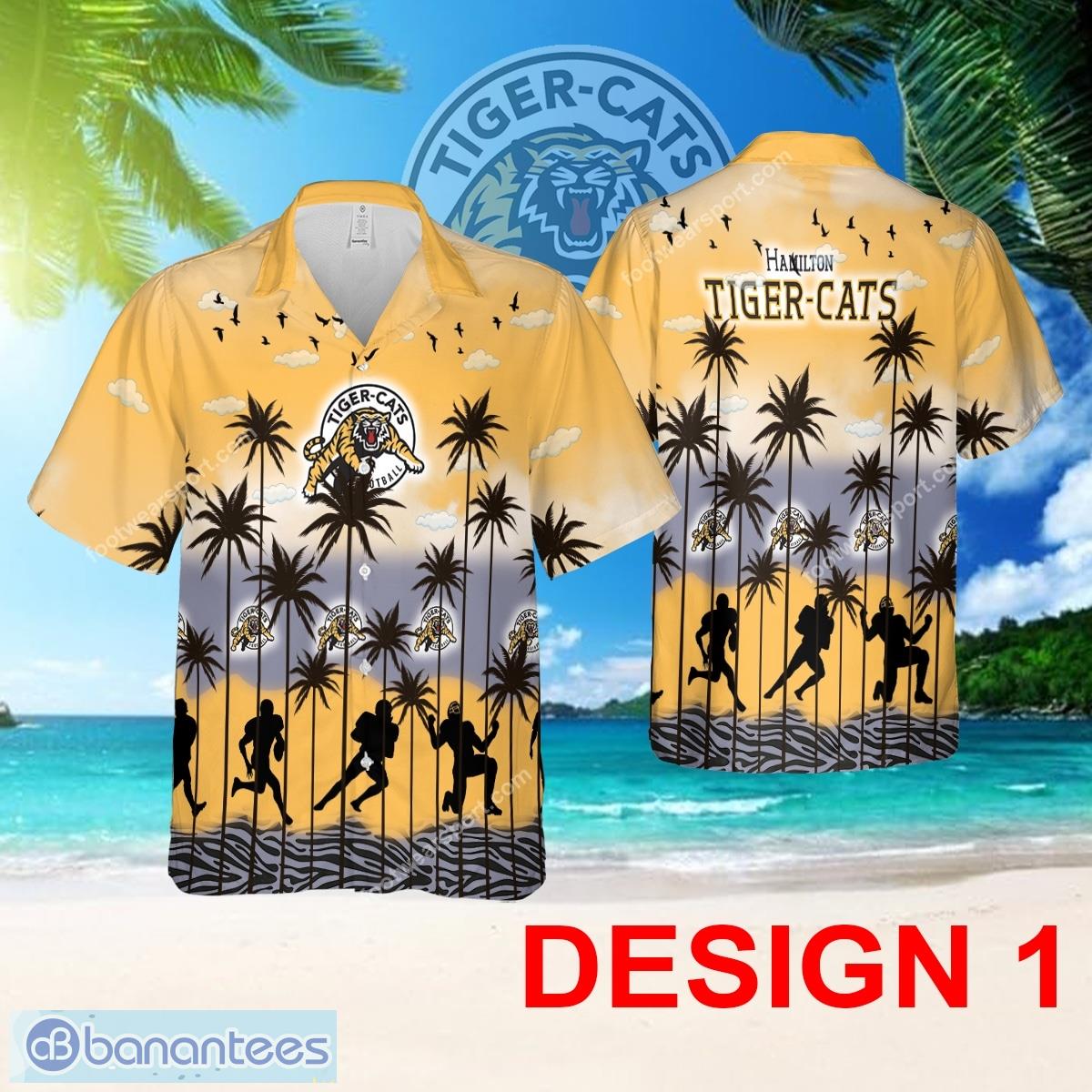 hamilton tiger cats aloha hawaiian shirt pattern coconut tree for beach image Hamilton Tiger Cats Aloha Hawaiian Shirt Pattern Coconut Tree For Beach - Design 1 CFL Hamilton Tiger Cats Hawaiian Shirt Tree Pattern