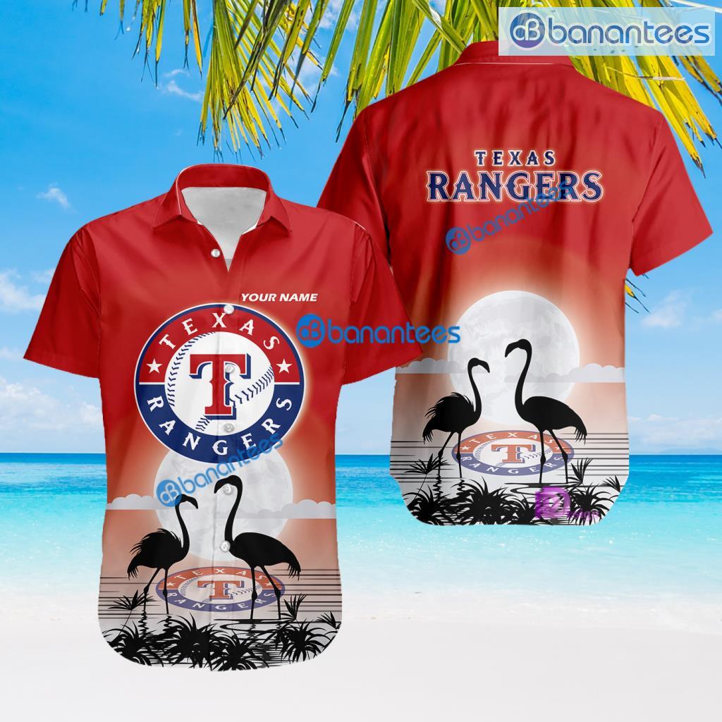 Hawaii-Shirt Mockup Lenful MLB Baseball Team With Flamingo Moon Pattern Button Down Hawaiian Shirt For Big Fans Custom Name Product Photo 1