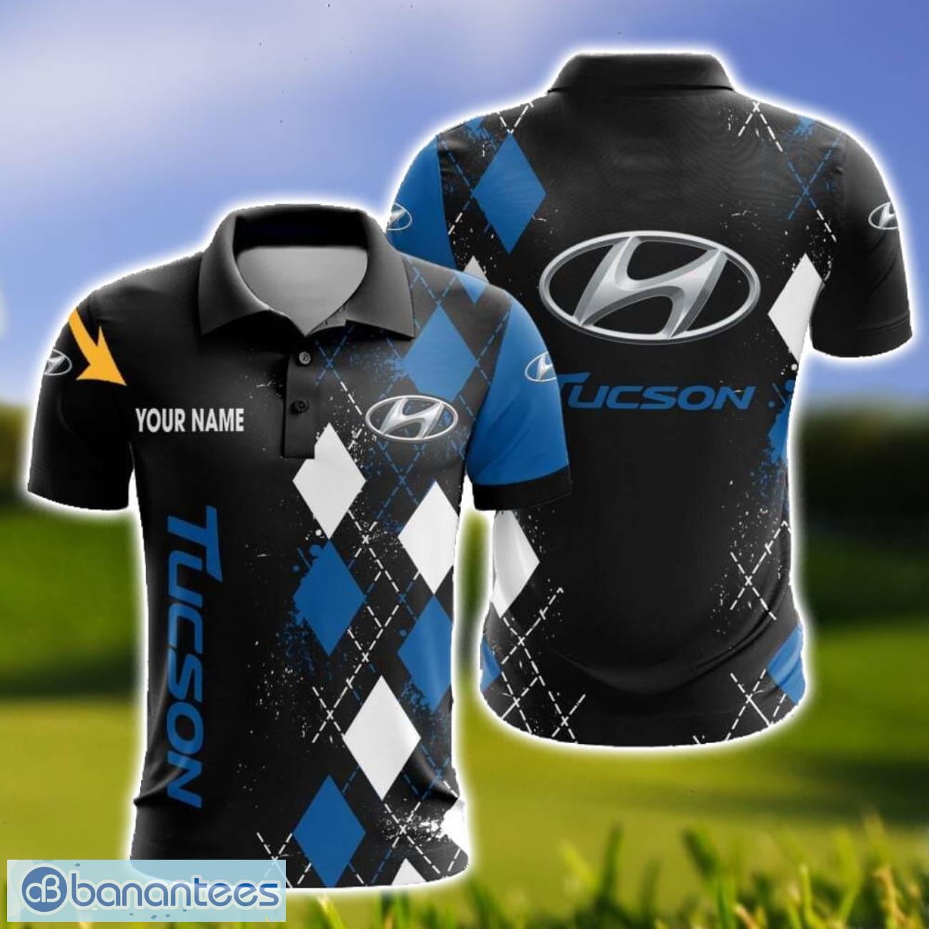 hyundai tucson caro and logo 3d polo shirt for men limited custom name image Hyundai Tucson Caro And Logo 3D Polo Shirt For Men Limited Custom Name Product Photo 1