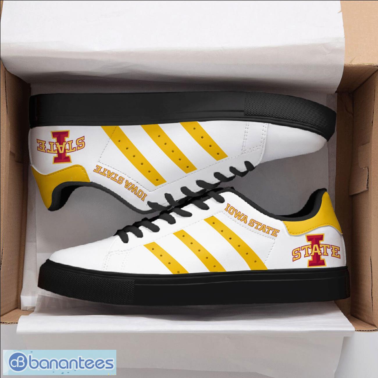 iowa state cyclones football low top skate shoes for men and women yellow striped 1 image Iowa State Cyclones Football Low Top Skate Shoes For Men And Women Yellow Striped Product Photo 2