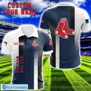 Boston Red Sox Team Striped Style 3D Printed Polo SHirt For Fans Custom Name Product Photo 1