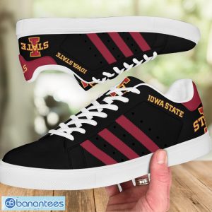 Iowa State Cyclones Football Low Top Skate Shoes For Men And Women Black Mix Red Striped Product Photo 4