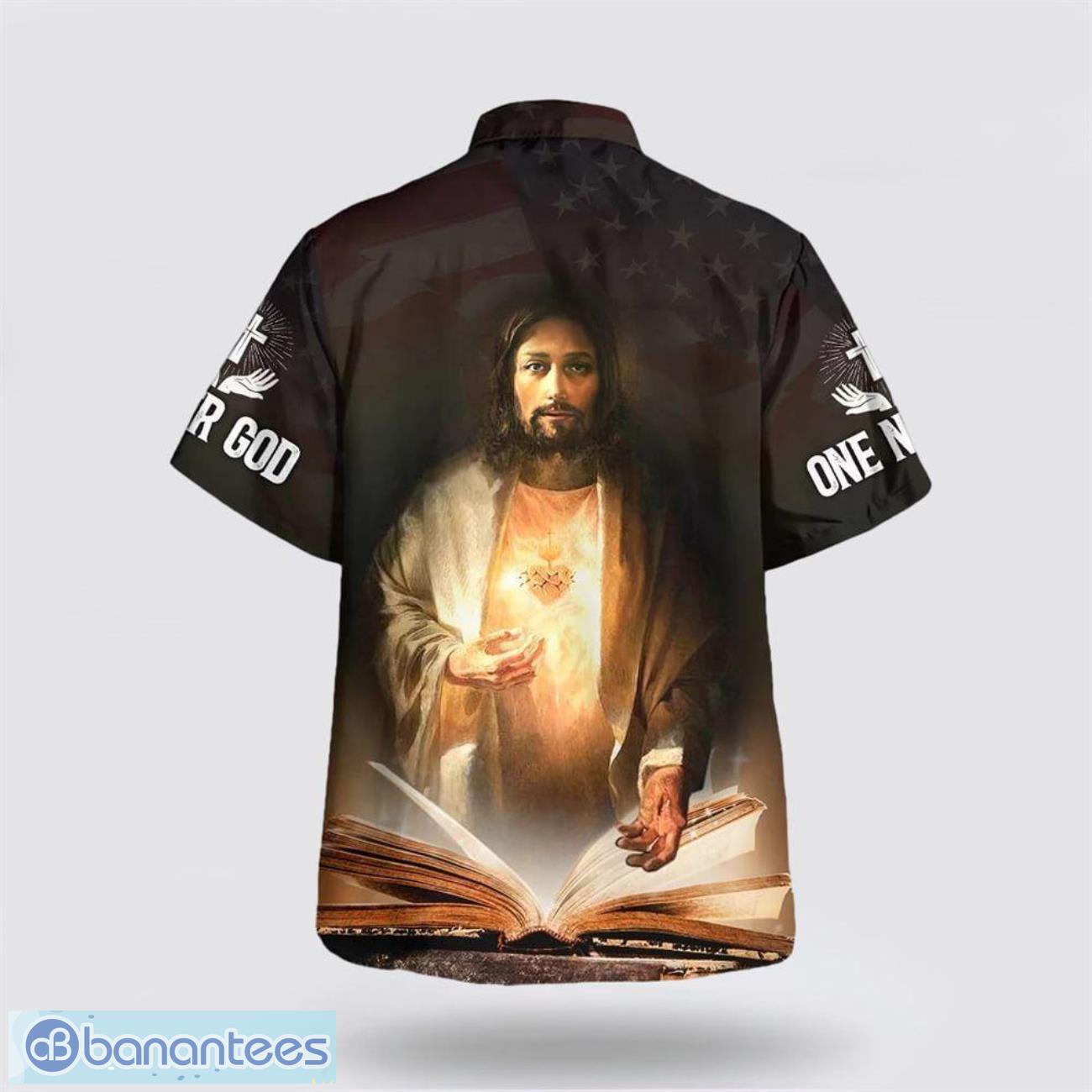 jesus one nation under god hawaiian shirt summer gift for men and women 1 image Jesus One Nation Under God Hawaiian Shirt Summer Gift For Men And Women Product Photo 2