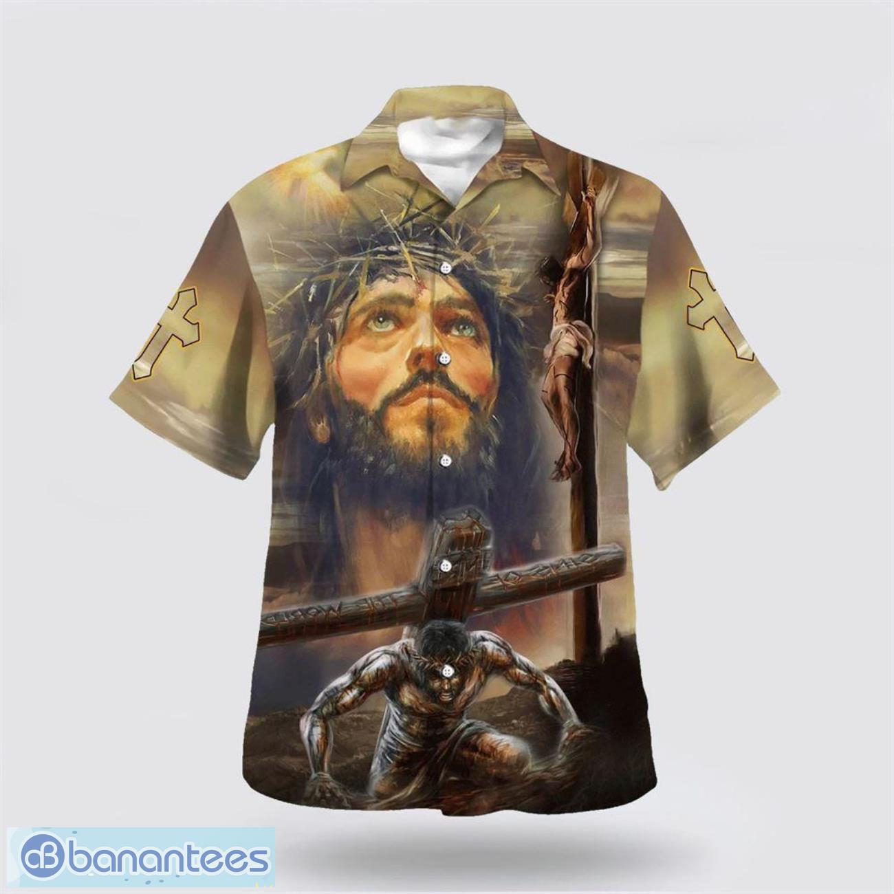jesus portrait crucifixion of jesus hawaiian shirt summer gift for men and women image Jesus Portrait Crucifixion Of Jesus Hawaiian Shirt Summer Gift For Men And Women Product Photo 1