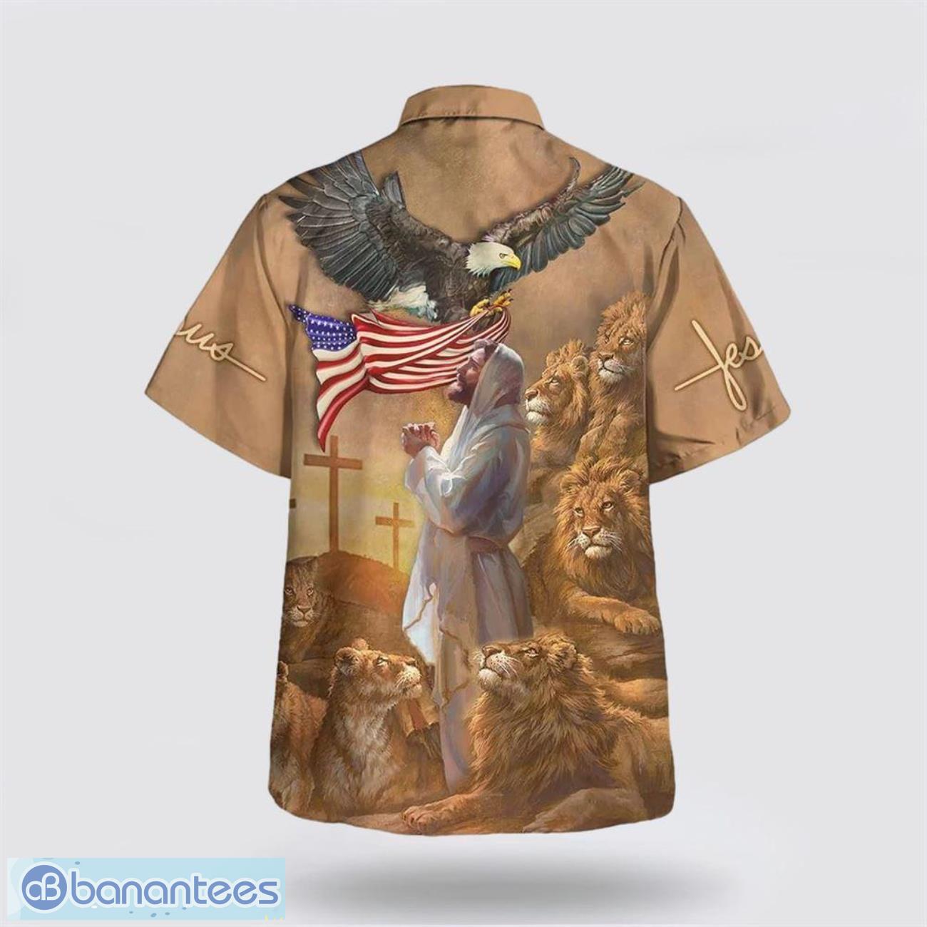 jesus pray lion cross hawaiian shirt summer gift for men and women 1 image Jesus Pray Lion Cross Hawaiian Shirt Summer Gift For Men And Women Product Photo 2