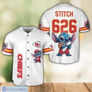 Kansas City Chiefs Lilo and Stitch Champions White Baseball Jersey Shirt For Fans Unique Gift Custom Name Number Product Photo 1
