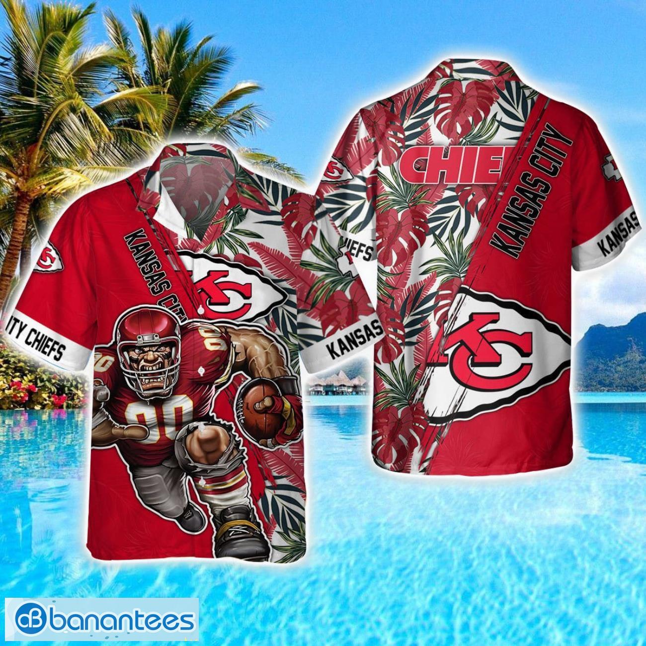 kansas city chiefs mascot team 3d hawaiian shirt sport fans summer gift image Kansas City Chiefs Mascot Team 3D Hawaiian Shirt Sport Fans Summer Gift Product Photo 1