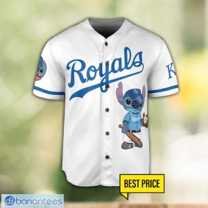 Kansas City Royals Lilo and Stitch White Baseball Jersey Shirt For Stitch Lover Custom Name Number Product Photo 2