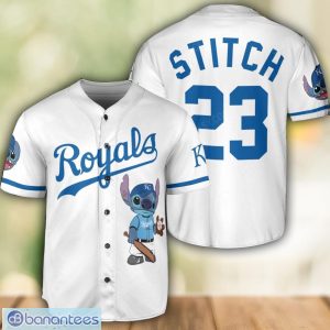 Kansas City Royals Lilo and Stitch White Baseball Jersey Shirt For Stitch Lover Custom Name Number Product Photo 1