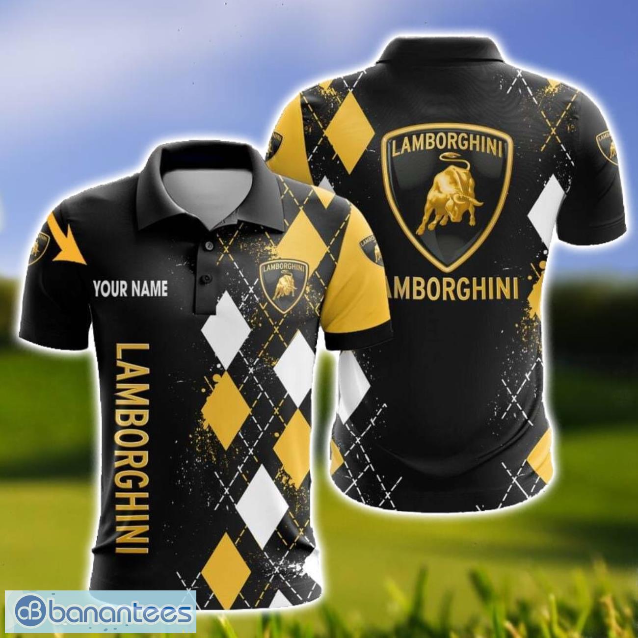 lamborghini caro and logo 3d polo shirt for men limited custom name image Lamborghini Caro And Logo 3D Polo Shirt For Men Limited Custom Name Product Photo 1