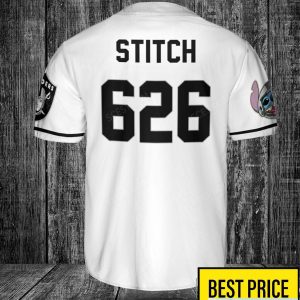 Las Vegas Raiders Lilo and Stitch White Baseball Jersey Shirt For Stitch Lover Custom Name Number Product Photo 2