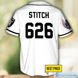 Las Vegas Raiders Lilo and Stitch White Baseball Jersey Shirt For Stitch Lover Sport Gift Custom Name Number Product Photo 2
