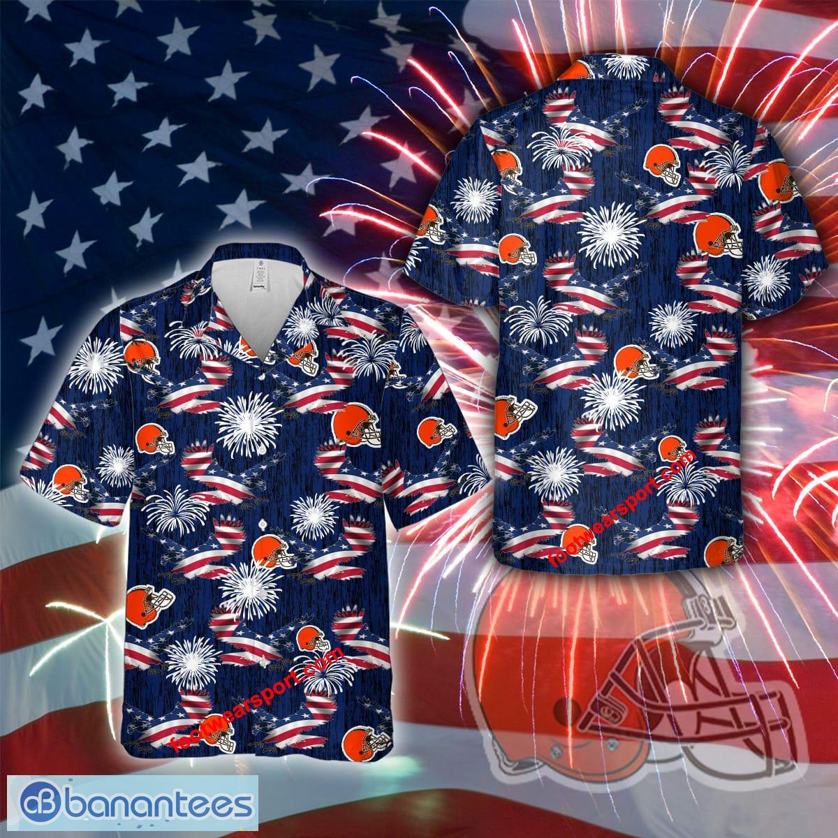 Logo NFL Cleveland Browns Memory Eagle Pattern Aloha Hawaiian Shirt Gift Independence Day - Logo NFL Cleveland Browns Memory Eagle Pattern Aloha Hawaiian Shirt Gift Independence Day