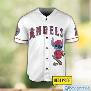 Los Angeles Angels Lilo and Stitch White Baseball Jersey Shirt For Stitch Lover Custom Name Number Product Photo 2